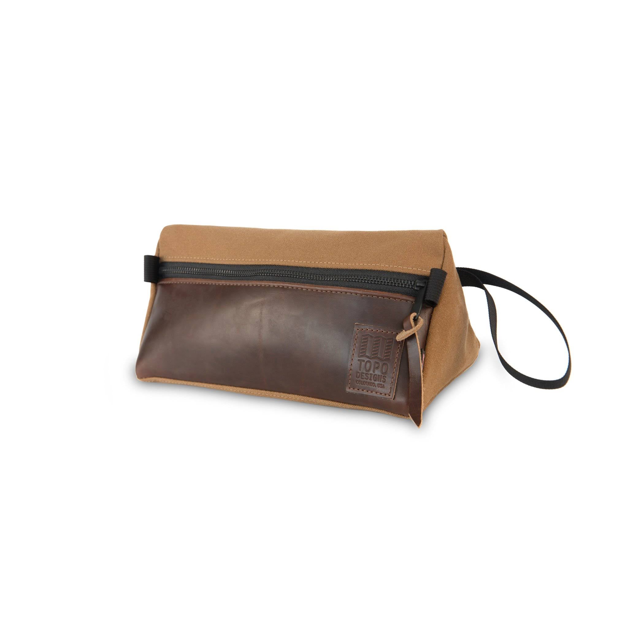 Black Canvas Dopp Kit with Black Leather P2256