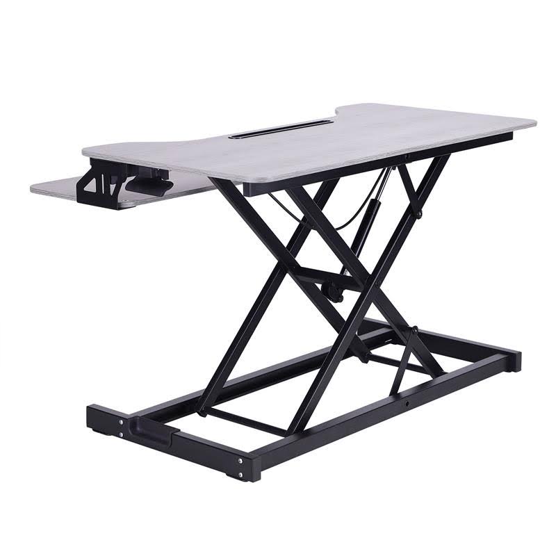 Standing Desk Converter with Floor Mat 31.5 inch Gray S803676