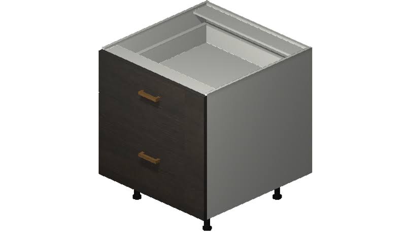 Dark Wood 2 Drawers Desk Base Cabinet H226