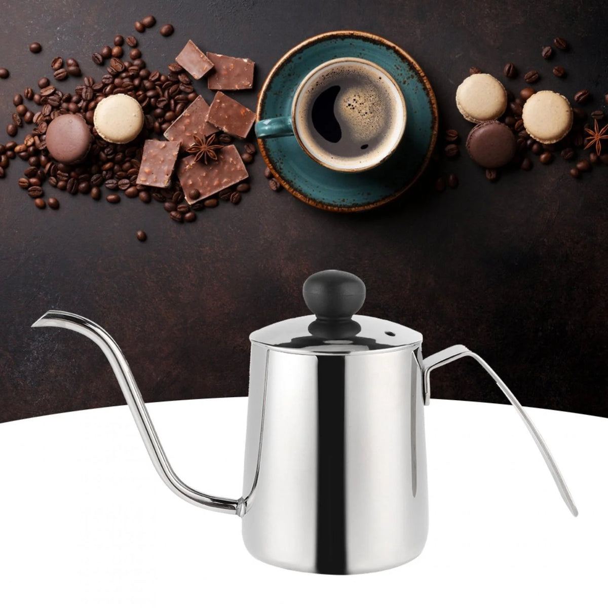 250ml Stainless Steel Coffee Pot with Lid Y4118