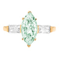 Marquise Cut Blue Moissanite 18k Yellow Gold 3 Stone Ring Size 3.75 Y644