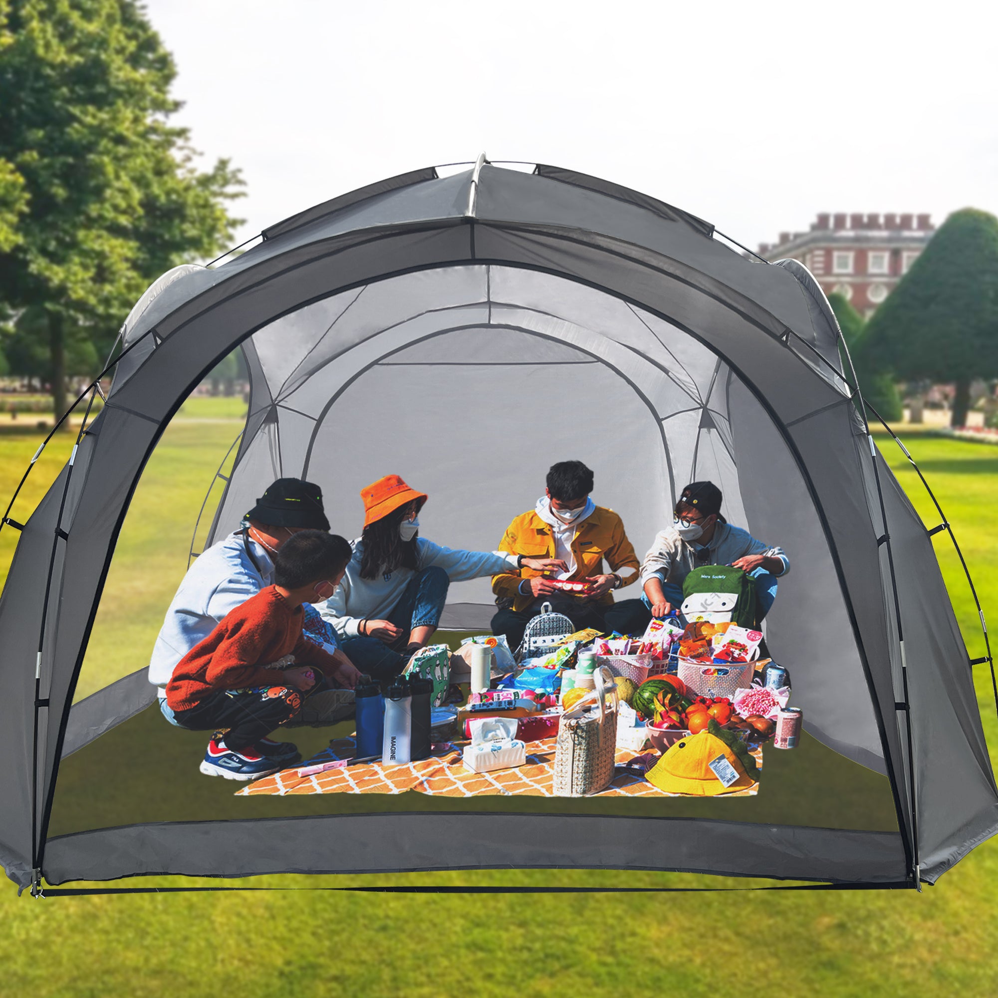 12 X 12ft Pop Up UPF 50+ Beach Tent with Side Wall, Gray R81473