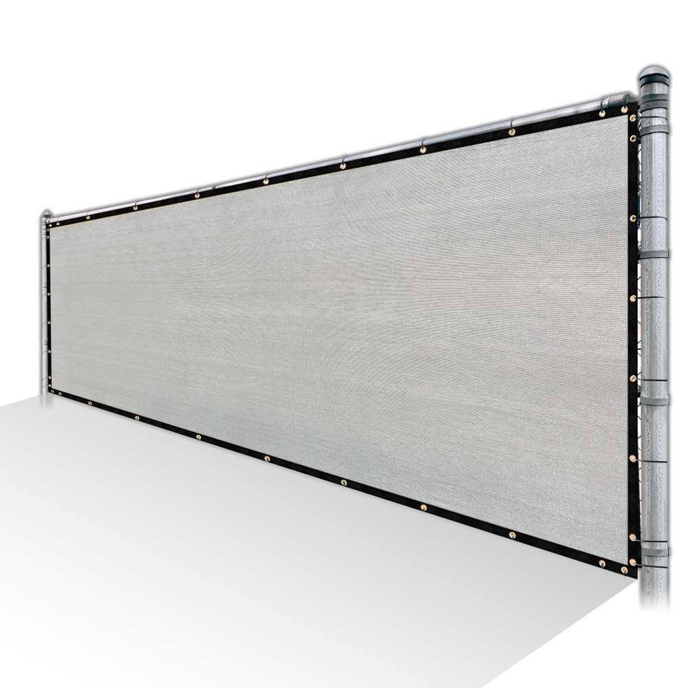 Grey Privacy Fence Screen HDPE Mesh Cover with Reinforced Grommets F73434