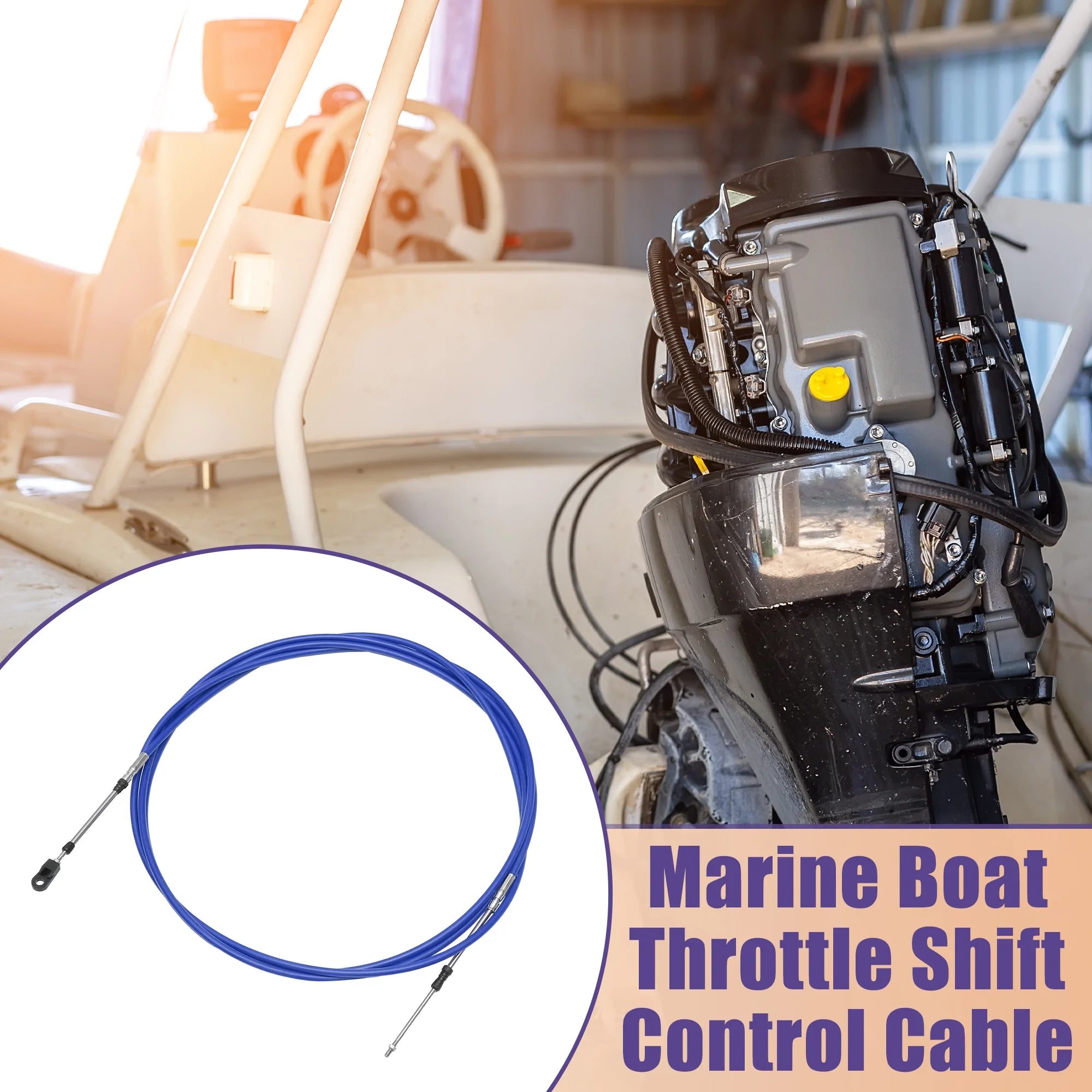 2 Pcs 500cm Marine Boat Throttle Shift Control Cable Blue C98986