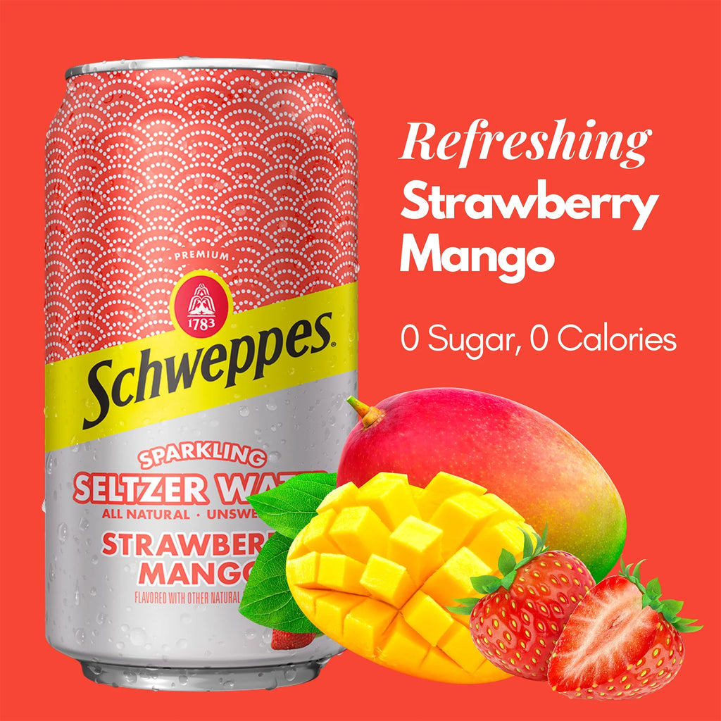 Strawberry Mango Sparkling Seltzer Water, 12 Pack, 12oz Cans I5505