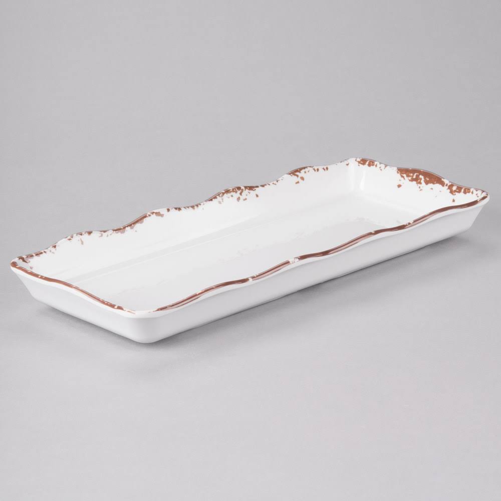 Tuscan Scalloped Melamine Rectangular Display Tray - 6/Pack C79419