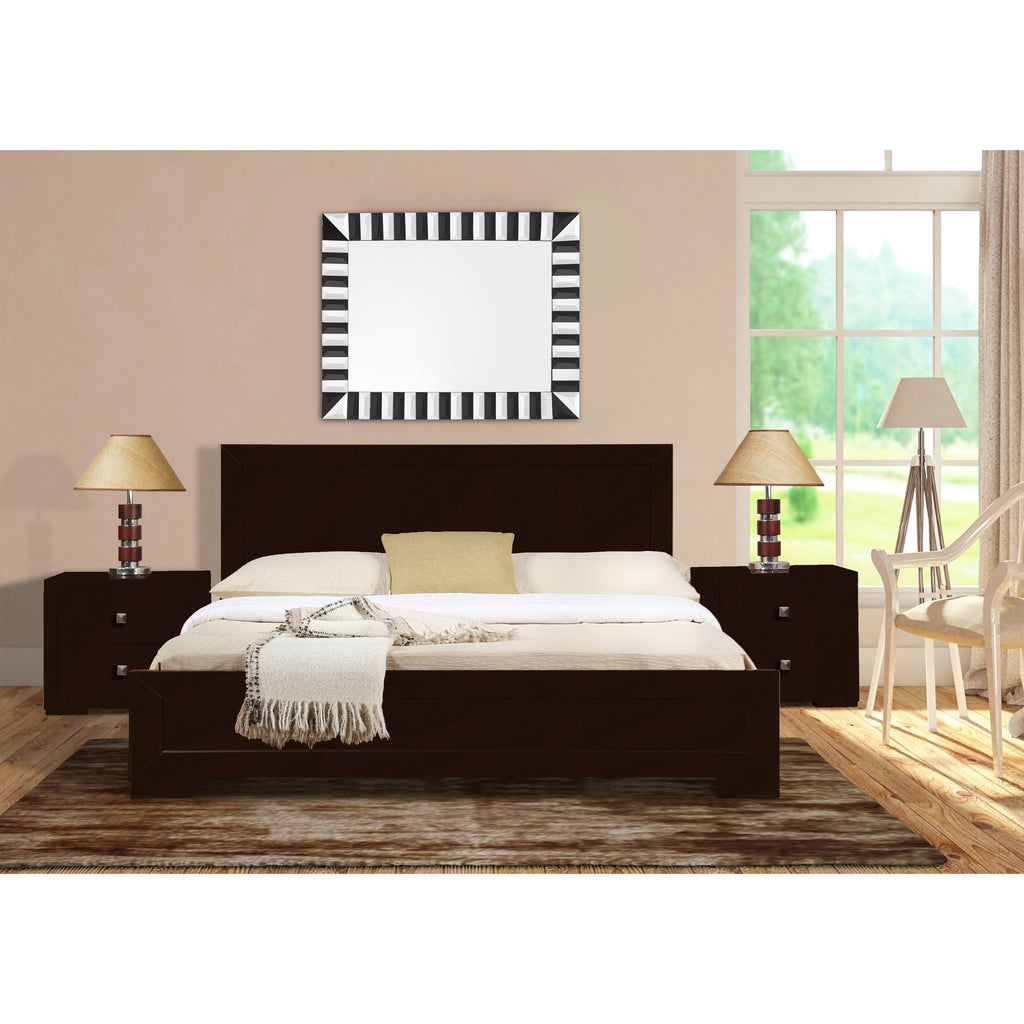 Walnut Wooden Queen Platform Bed J792621