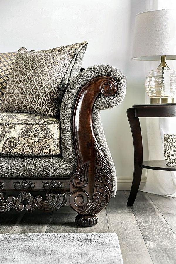 Gray & Espresso Chenille Sofa and Loveseat L3002