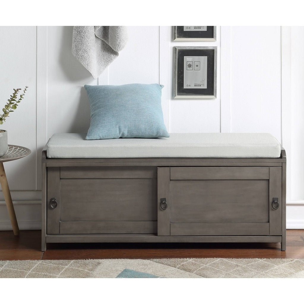Black Wood Storage Bench with 2 Cabinets F4010