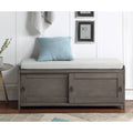 Black Wood Storage Bench with 2 Cabinets F4010