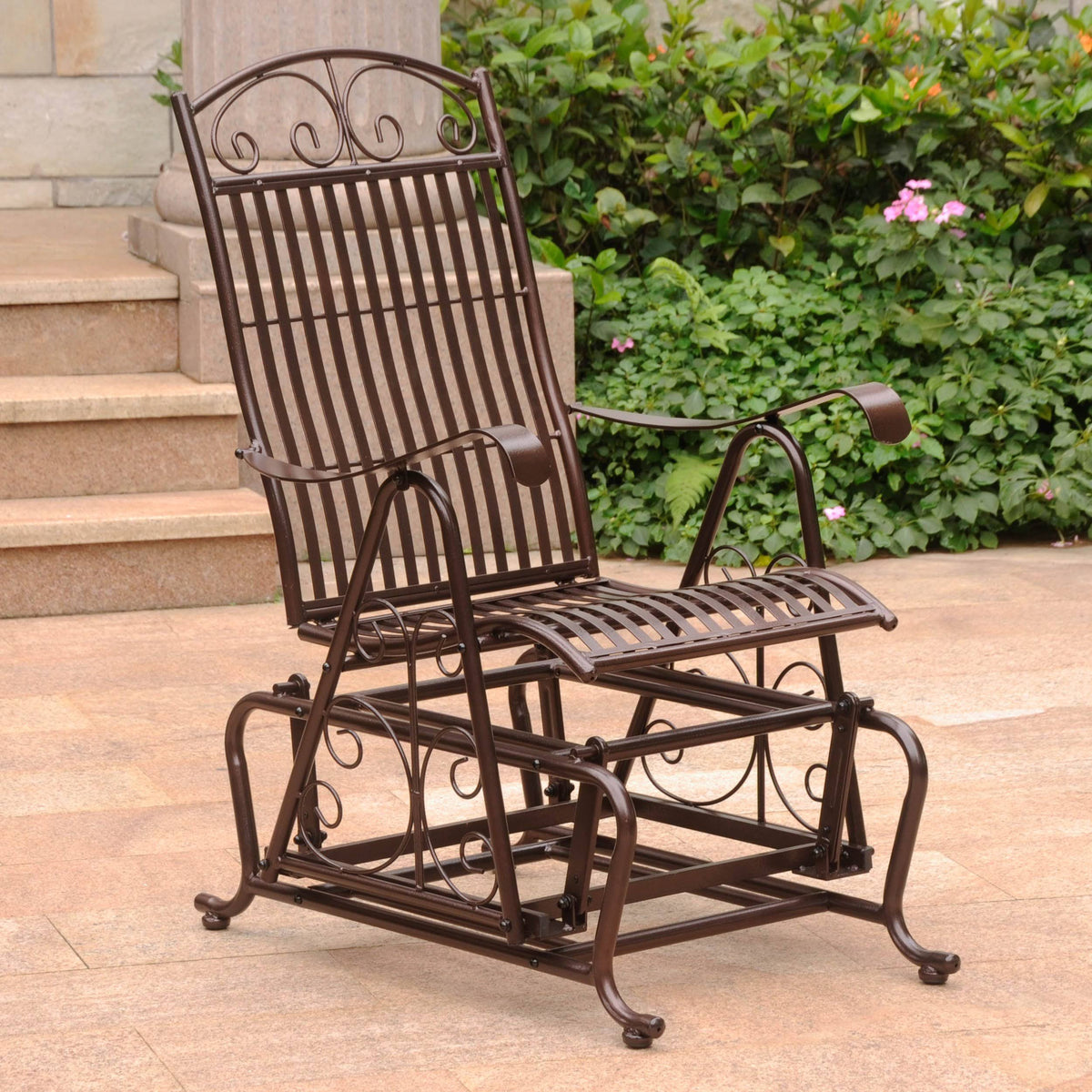 Rustic Brown Iron Glider W3849