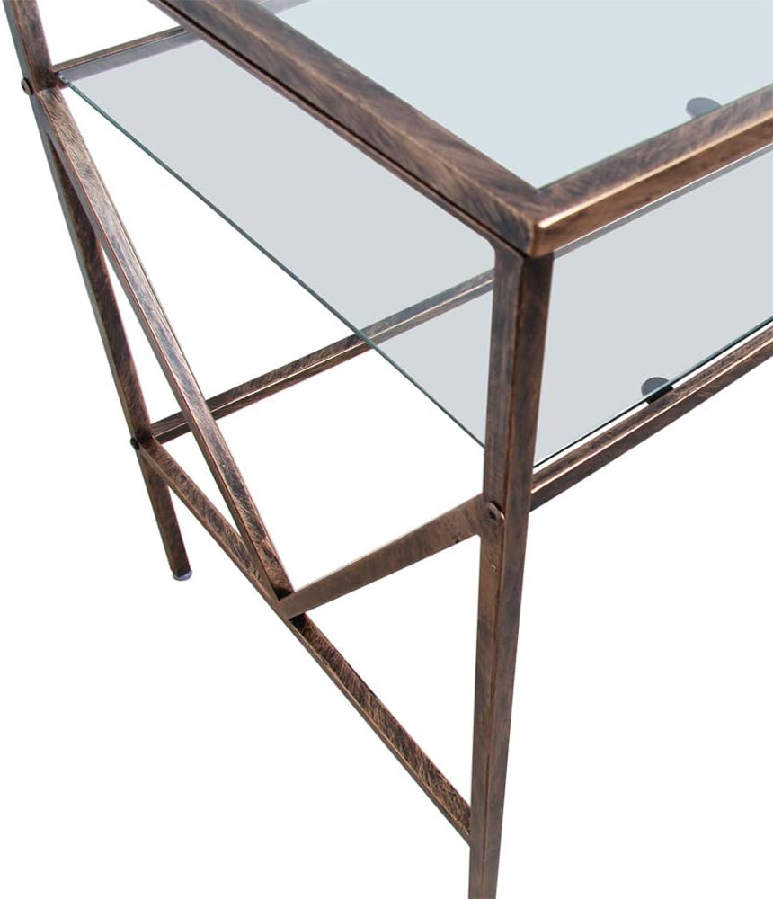 Antique Gold Glass Top Desk Vanity Table D643979