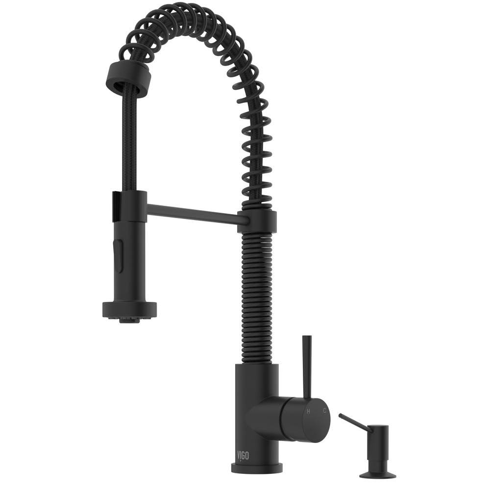 Matte Black Pull-Down Kitchen Faucet with Soap Dispenser T918115