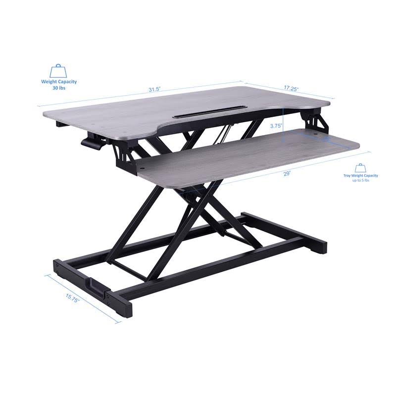 Standing Desk Converter with Floor Mat 31.5 inch Gray S803676