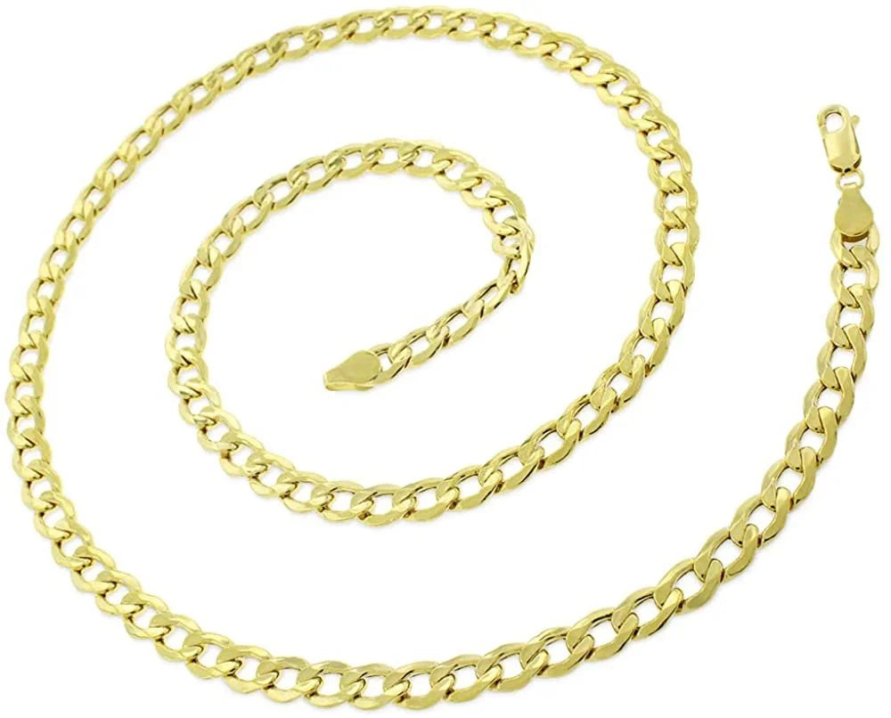 10K Yellow Gold 6mm Hollow Cuban Chain Necklace Y668606