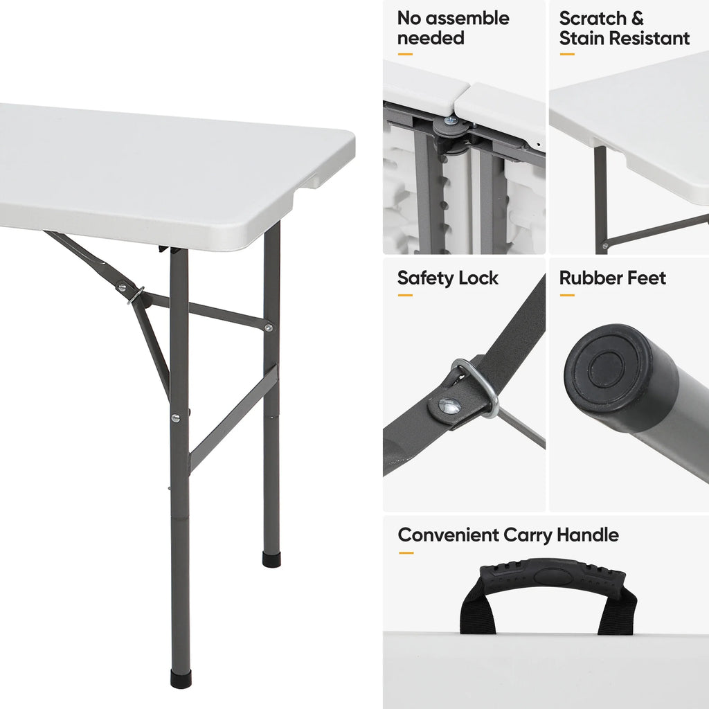 White Plastic Folding Utility Table D963839