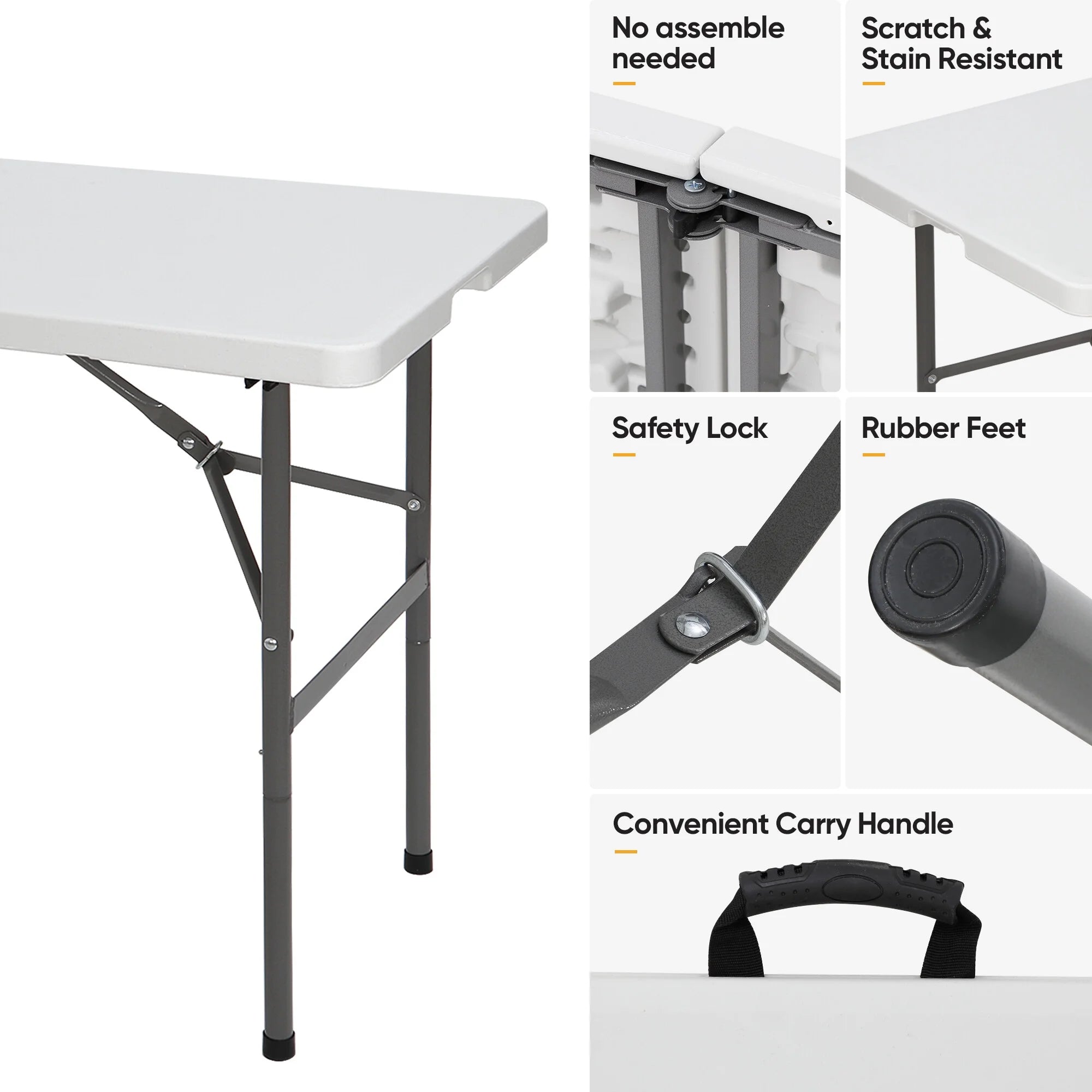 White Plastic Folding Utility Table D963839