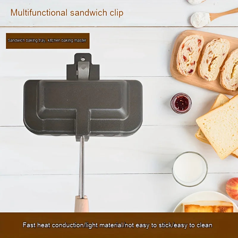 Non-Stick Dual-Sided Sandwich Waffle Maker Alloy Panini Grill I71395