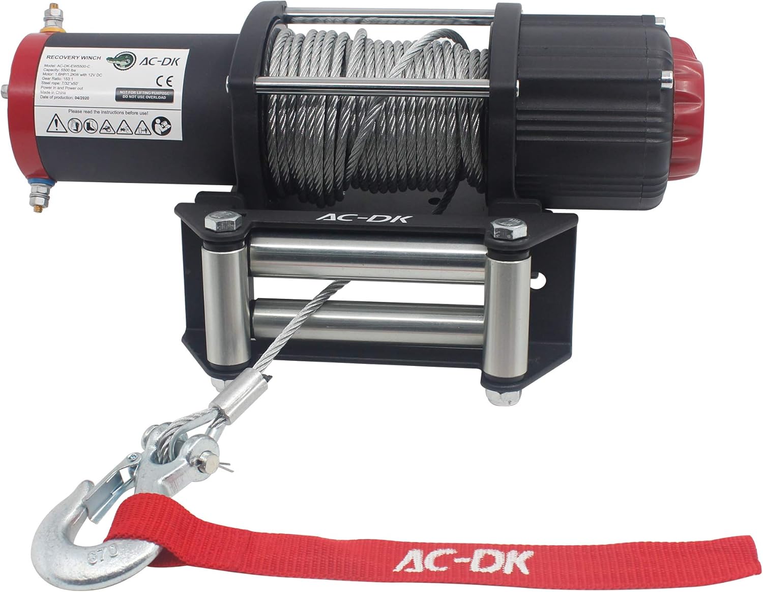 5500 lb. 12V Electric Winch with Galvanized Steel Wire Rope and Wireless Remote Control G7090