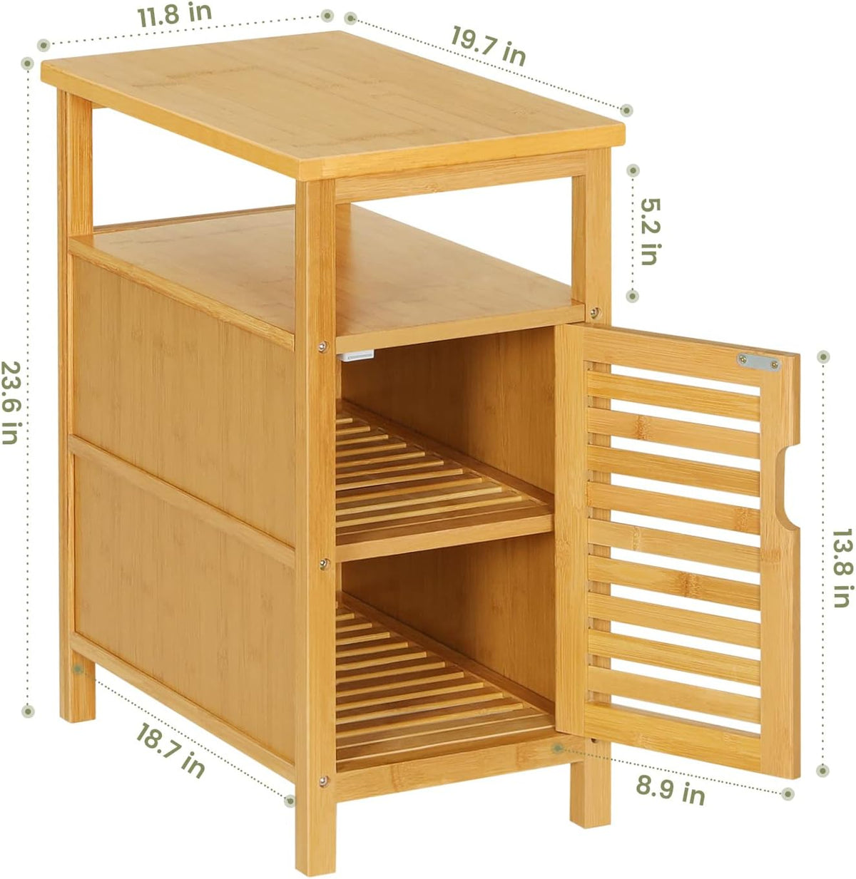 Bamboo 3-Tier Narrow End Table with Storage Shelf X95193
