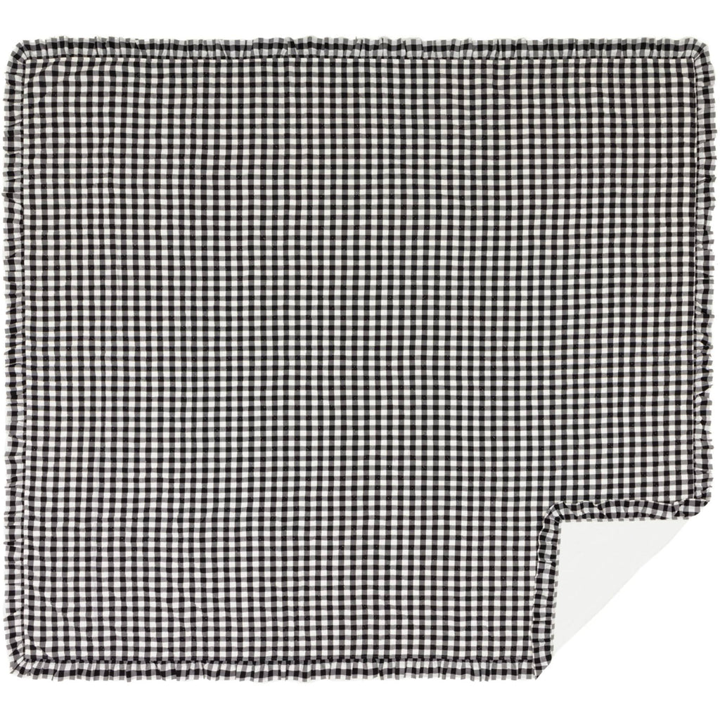 Black Check Ruffled Farmhouse Quilt Coverlet King P345