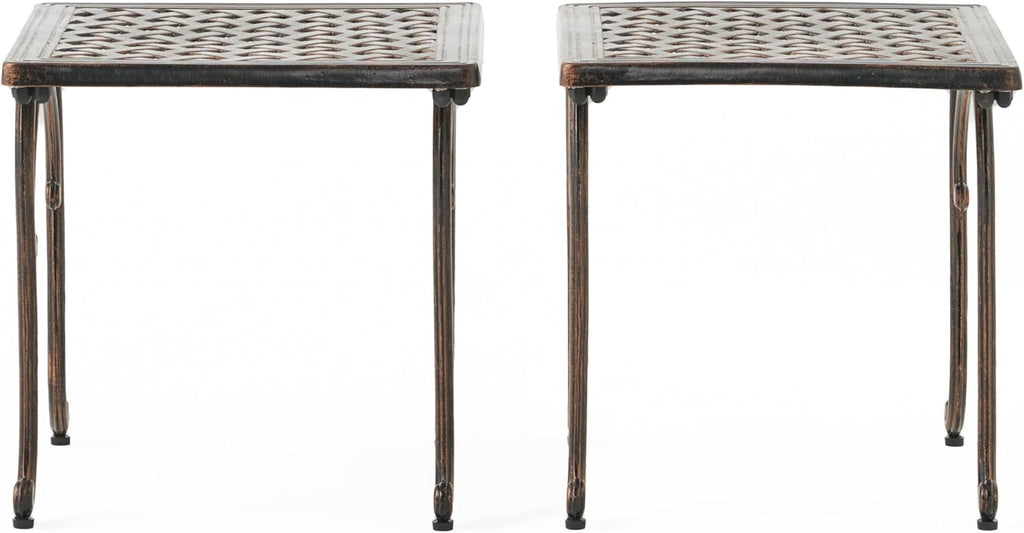 Shiny Copper Outdoor Cast End Tables, 2-Pcs Set C771