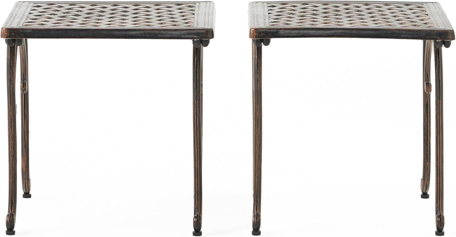 Shiny Copper Outdoor Cast End Tables, 2-Pcs Set C771