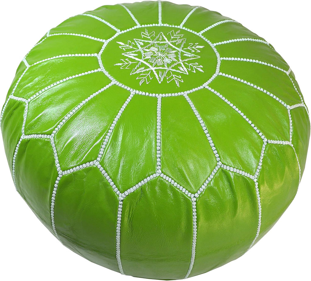 Leather Ottoman Pouf Cover, Hand Stitched, Unstuffed D511093