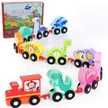 Wooden Dinosaur Train Car with Numbers, 11 Pieces Educational Montessori Toys I3366