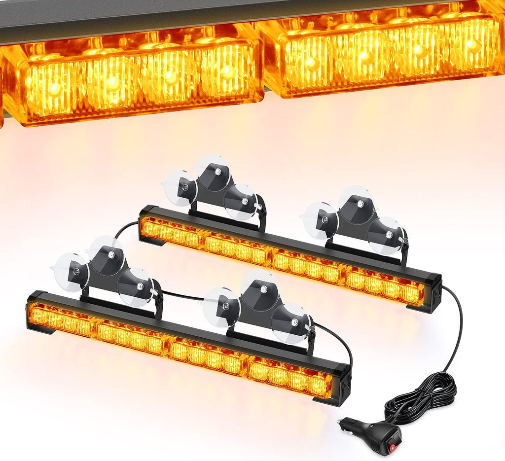 2 In 1 17Inch 32LED Emergency Strobe Light Bar with Cigar Lighter, Pack of 2 C525