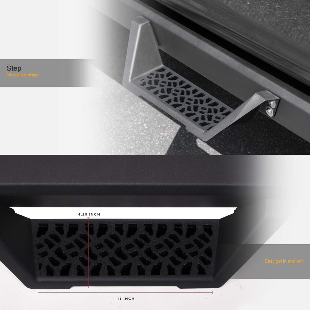 Matte Black Modular Drop Step Side Nerf Bars Running Boards K6724