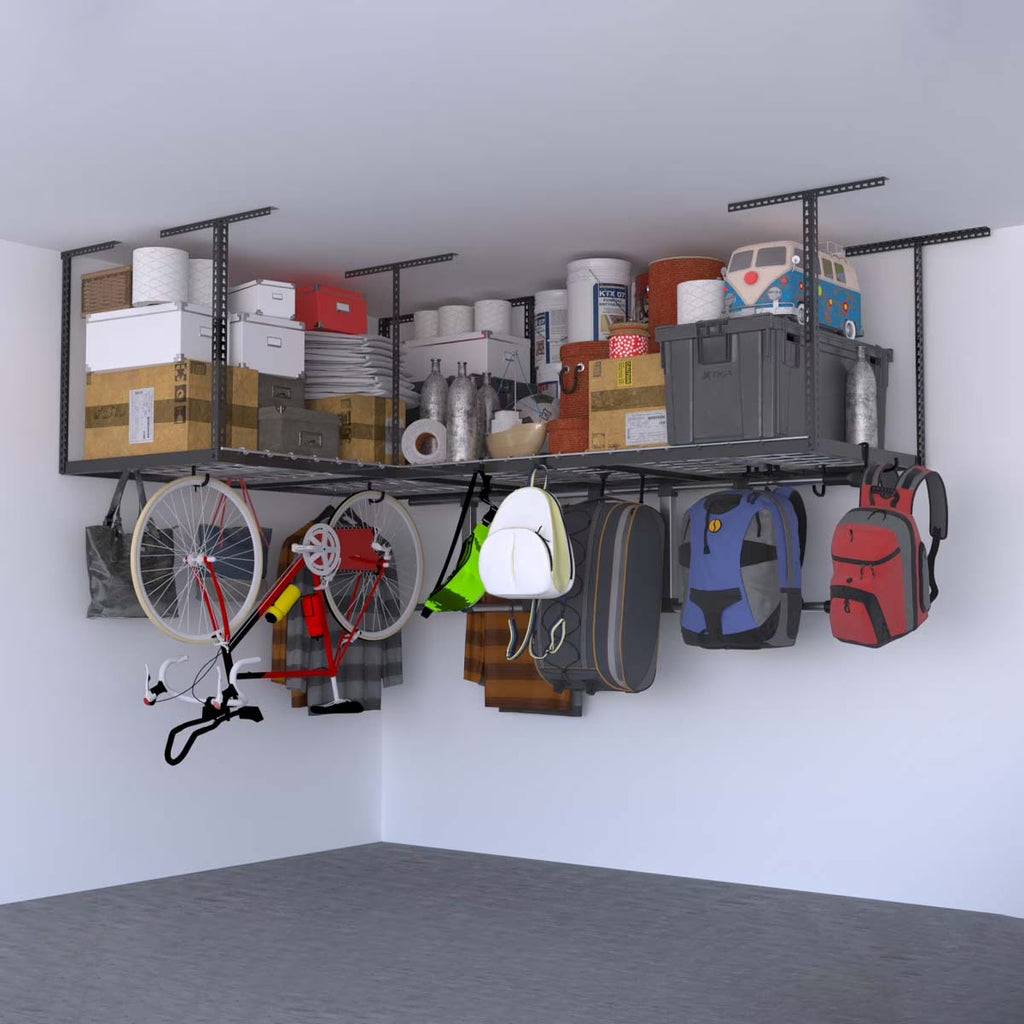 4x8 Overhead Garage Storage Rack with Accessory Hooks, 2-Pack X2031