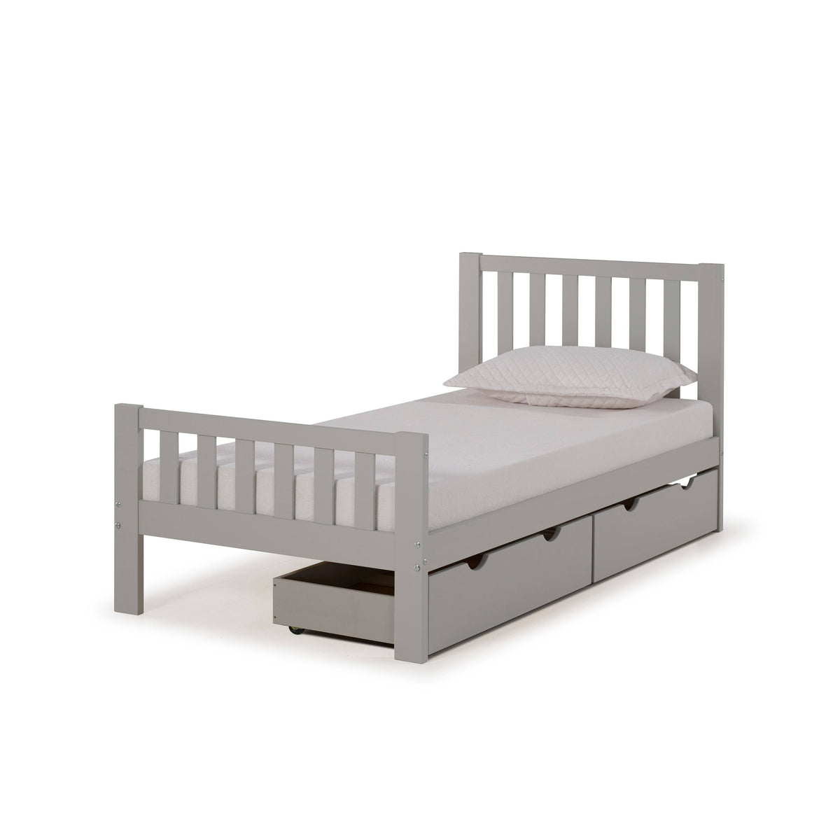 White Twin Bed with Storage Drawers T55132