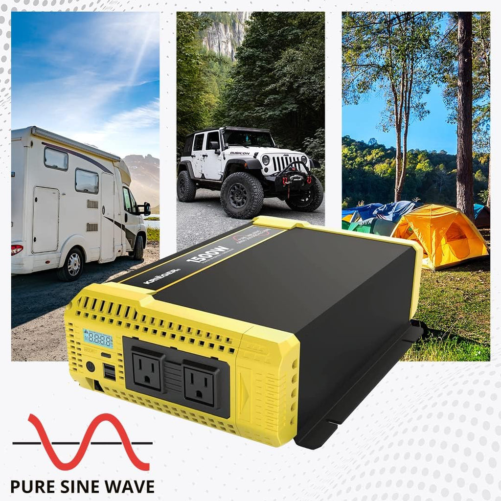 1500 Watt 12V Pure Sine Inverter Dual AC Outlets & USB R124799