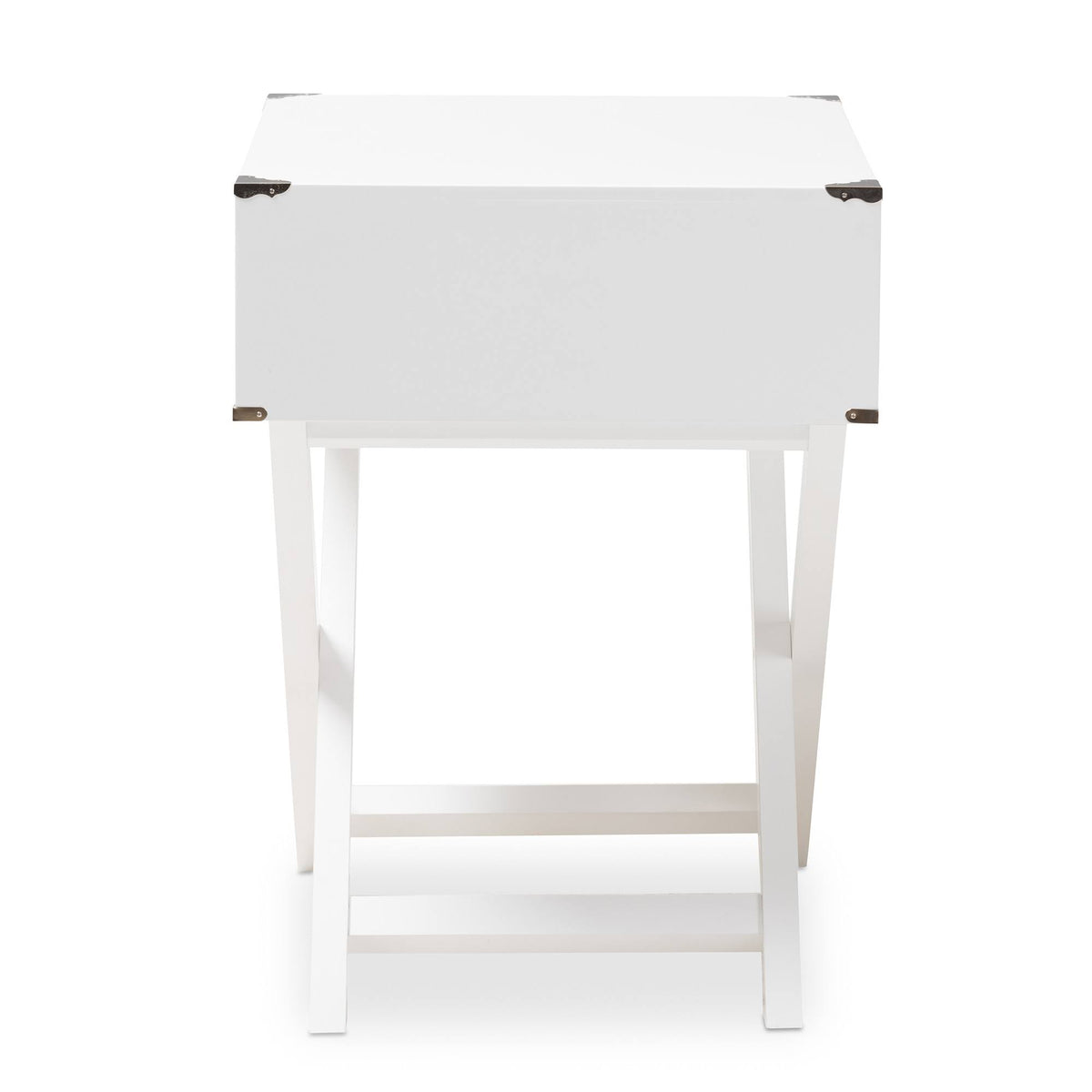 White 1-Drawer Wooden Bedside Table J2772