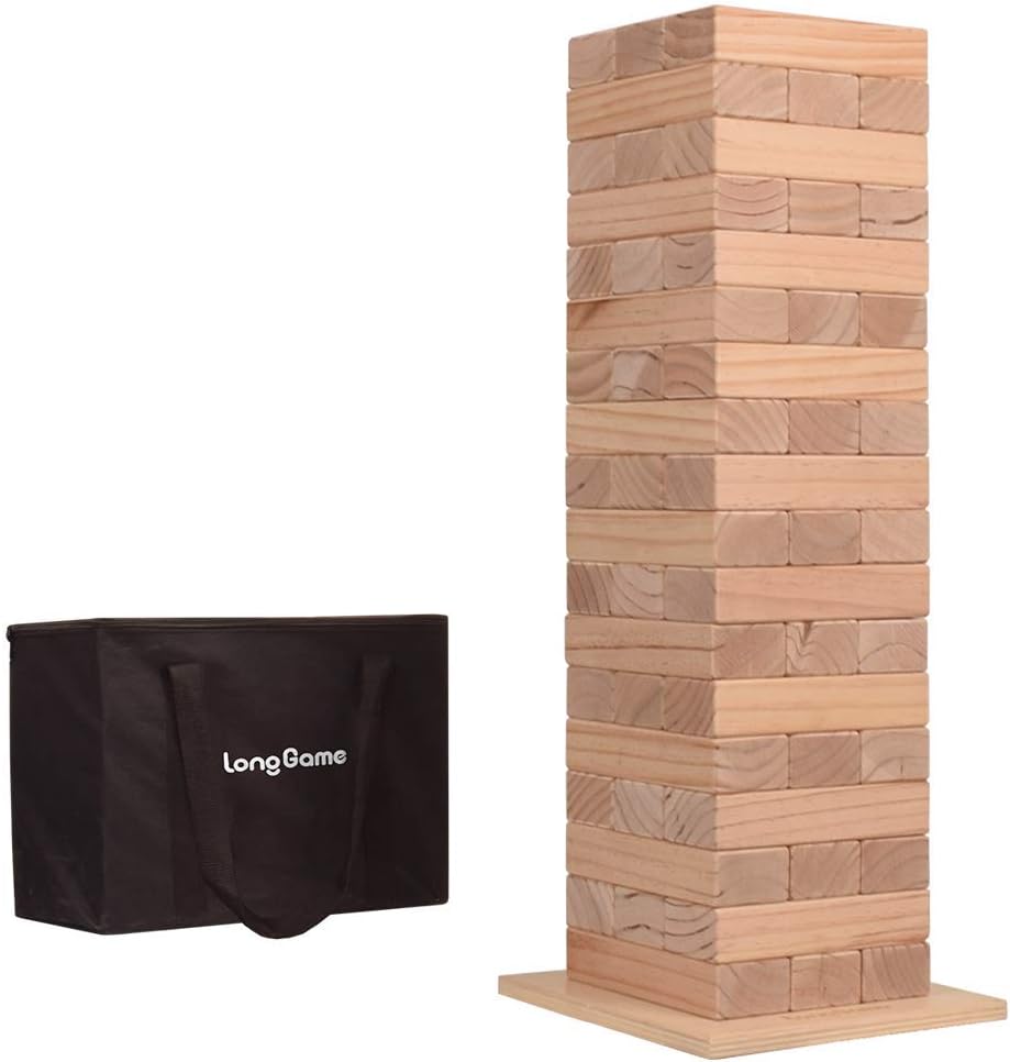 Jumbo Wood Stacking Lawn Yard Game with Carry Bag T732095