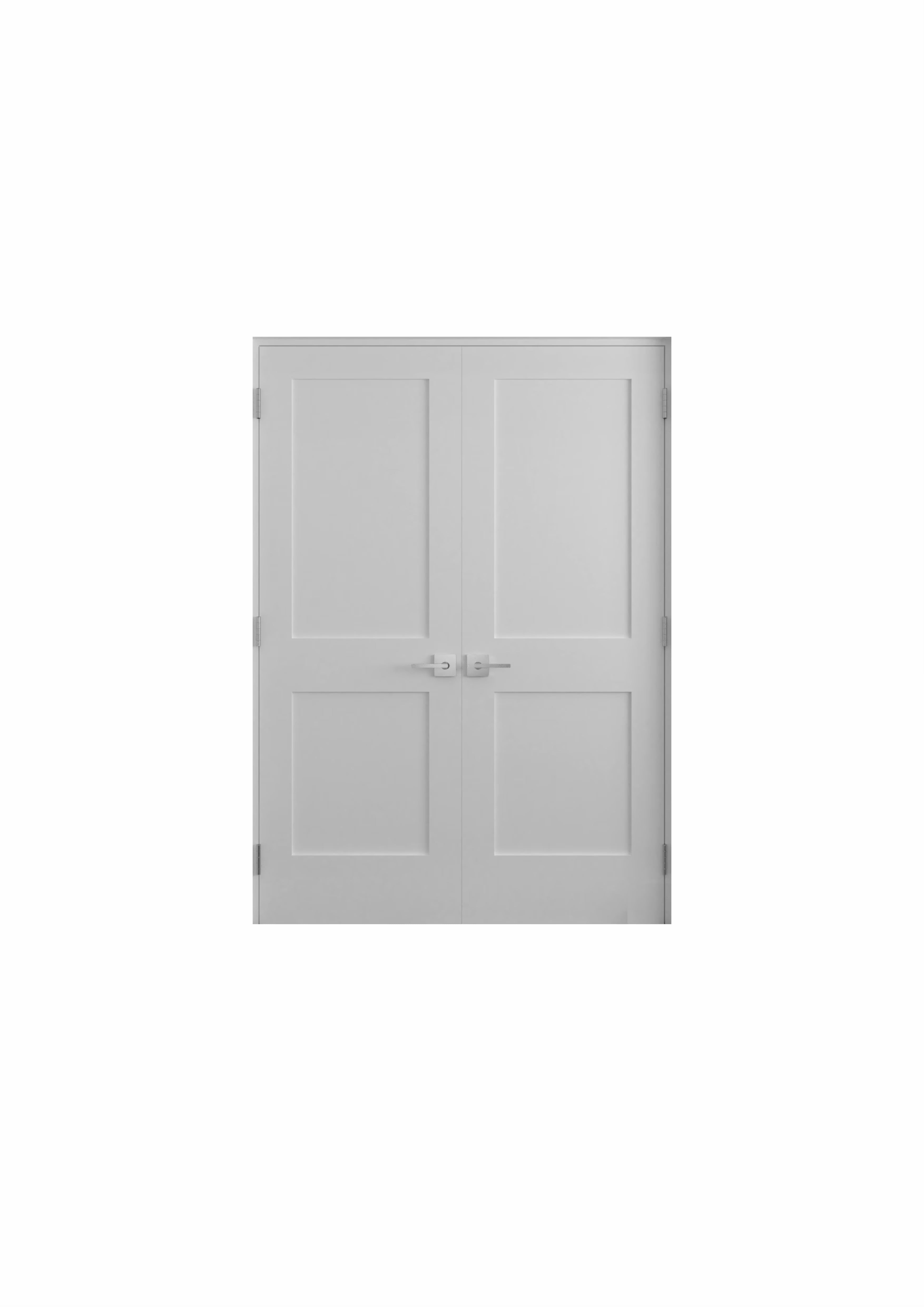 White Primed Solid Core Double Prehung French Door with Black Hinges P215