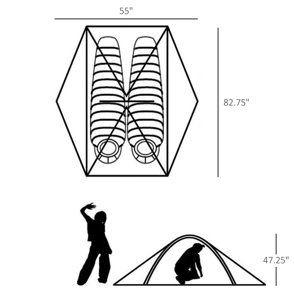 2 Person Waterproof Double Layer Camping Tent W958417