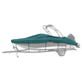 Teal Semi Custom Boat Cover for V-Hull Runabout Wakeboard Tower Outboard O62882