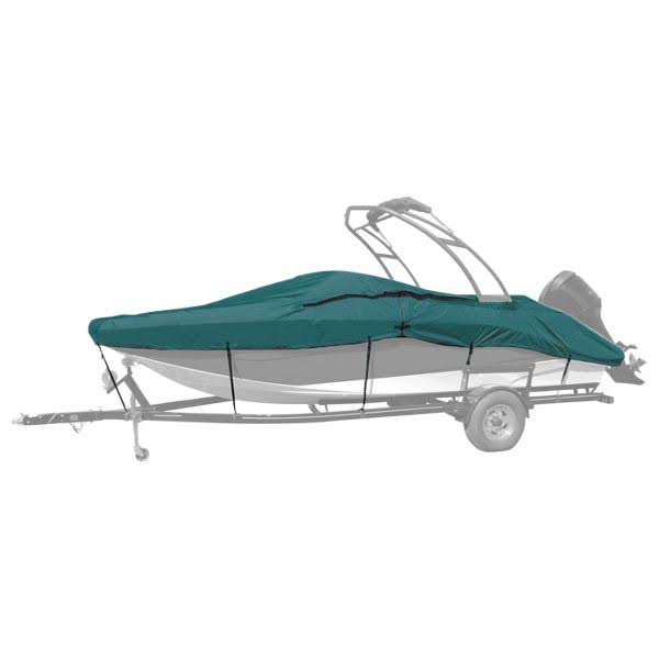 Teal Semi Custom Boat Cover for V-Hull Runabout Wakeboard Tower Outboard O62882
