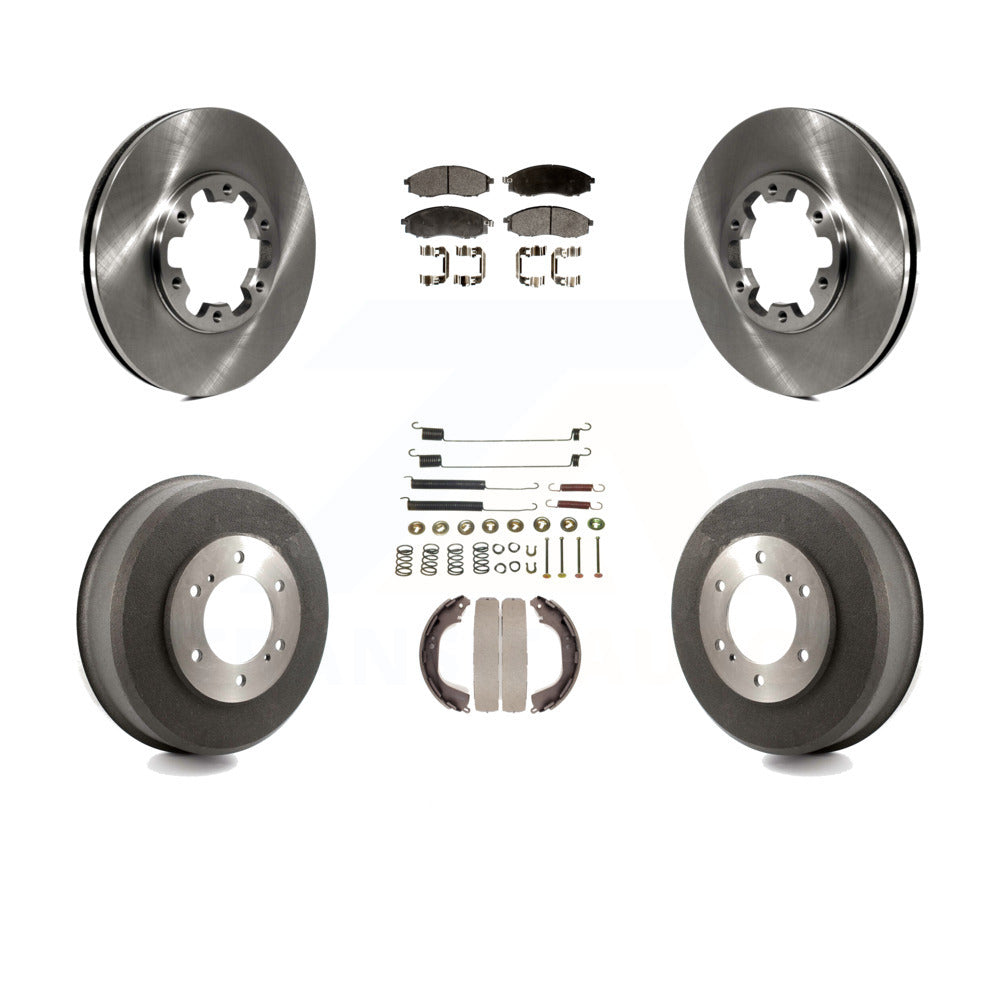Front Rear Disc Brake Rotors Semi-Metallic Pads And Drum Kit (7Pc) D245