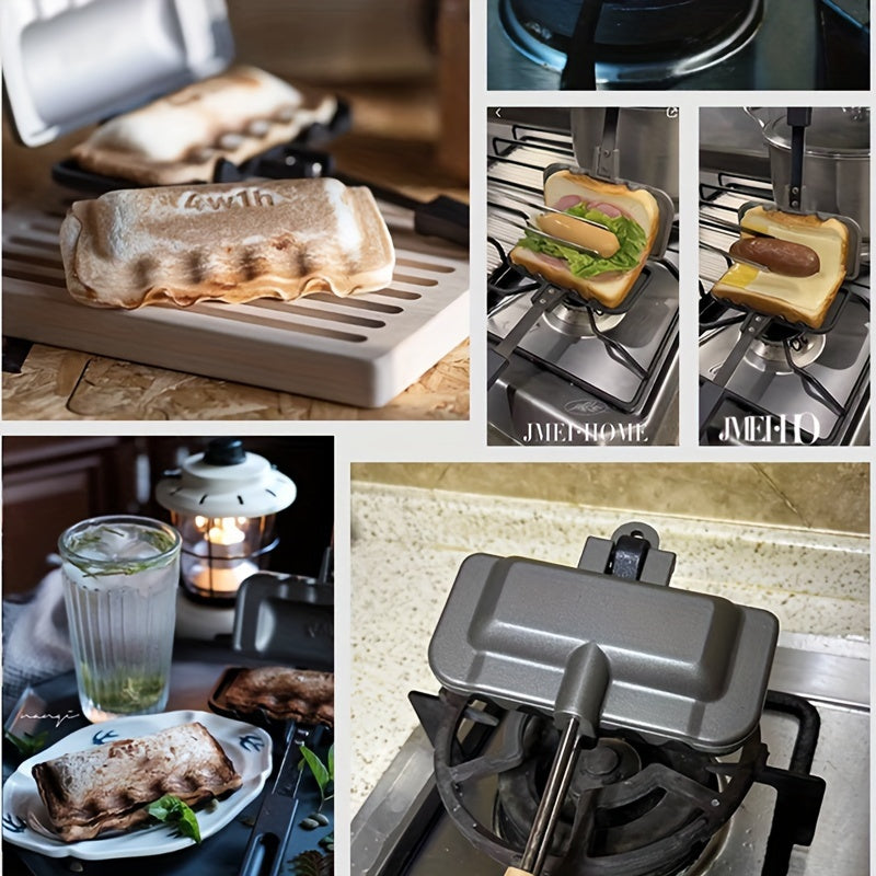 Non-Stick Dual-Sided Sandwich Waffle Maker Alloy Panini Grill I71395
