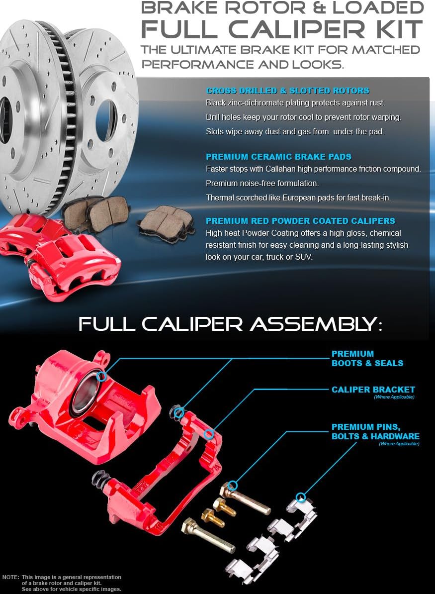 Red Powder Coated Caliper Assembly Set Kit P214658