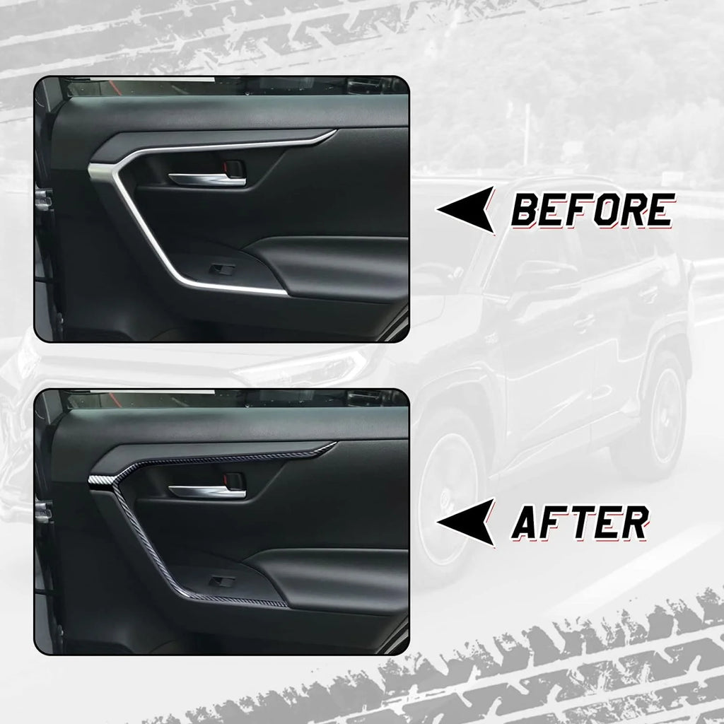 Interior Door Armrest Panel Cover Trim, Carbon Fiber Pattern S343