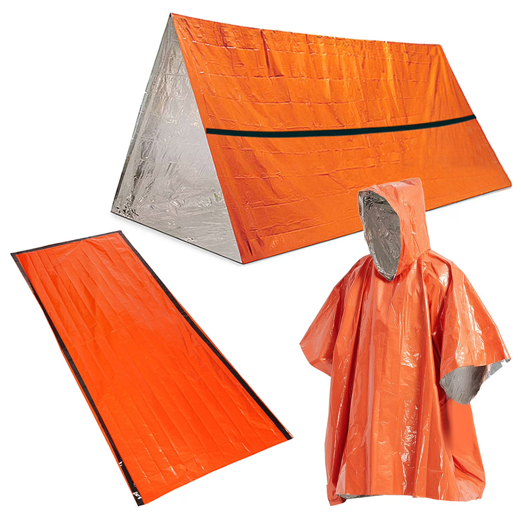 Thermal Poncho Sleeping Bag Tent Shelter Raincoat J833434