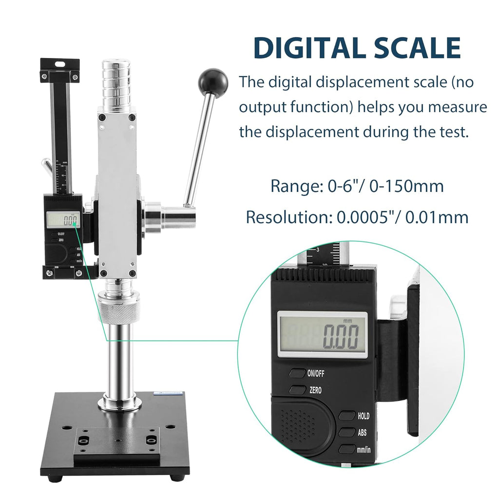 Force Gauge Stand Push Pull Test Stand Lever-Operated Manual Test Stand Stroke 70mm/2.8 with Digital Scale and Clamp x1 I300