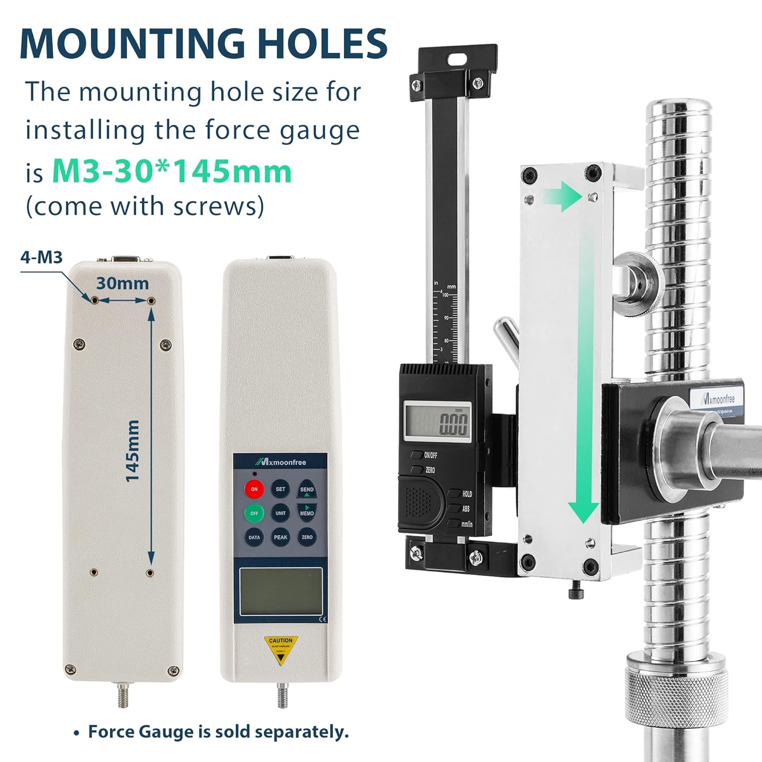Force Gauge Stand Push Pull Test Stand Lever-Operated Manual Test Stand Stroke 70mm/2.8 with Digital Scale and Clamp x1 I300