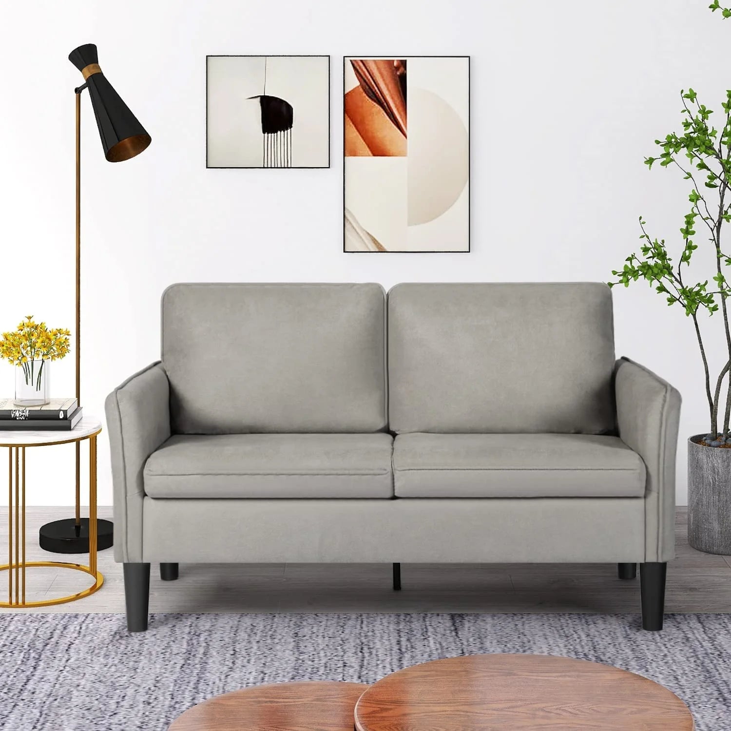 Light Grey Fabric Loveseat Sofa C4684