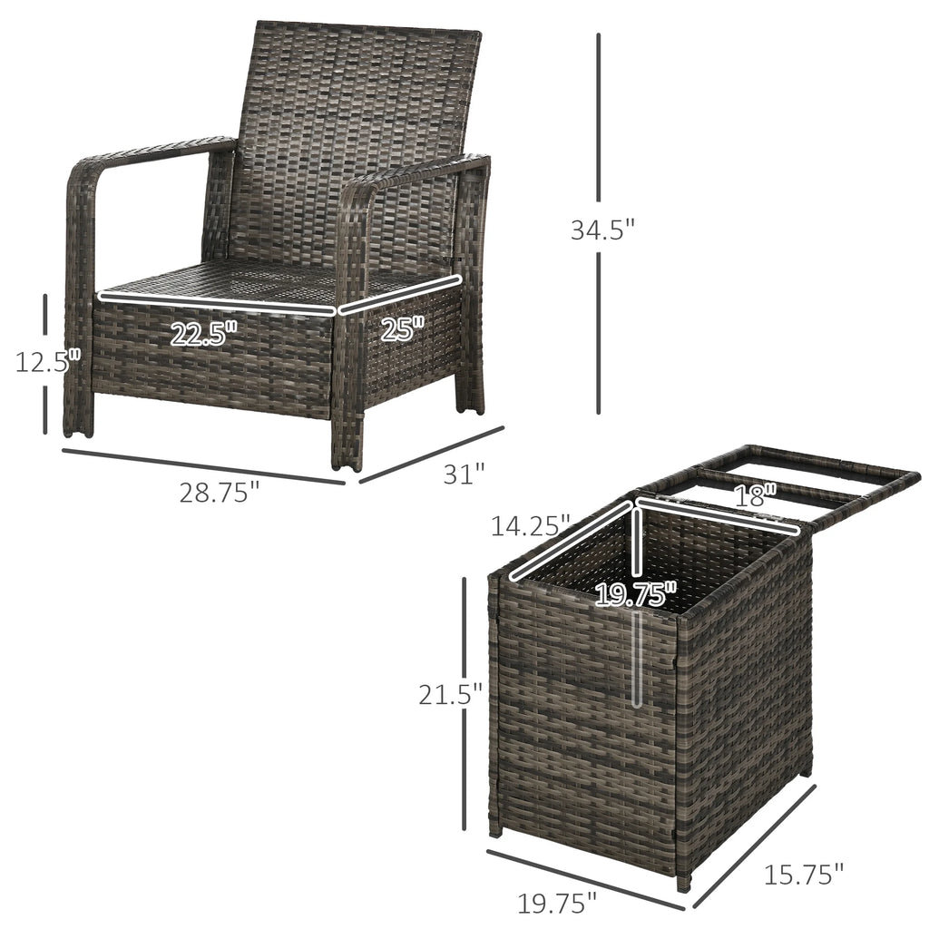 Beige 3 Piece PE Wicker Patio Furniture Set S764539