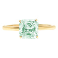 18k Yellow Gold Asscher Cut Blue Moissanite Ring P9970